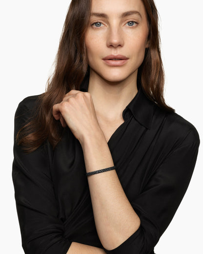 David Yurman Sculpted Cable Bangle Bracelet in Black Titanium with Diamonds, 6.2mm David Yurman Women’s