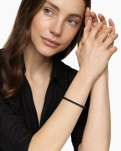 David Yurman Sculpted Cable Bangle Bracelet in Black Titanium with Diamonds, 4.6mm David Yurman Women’s