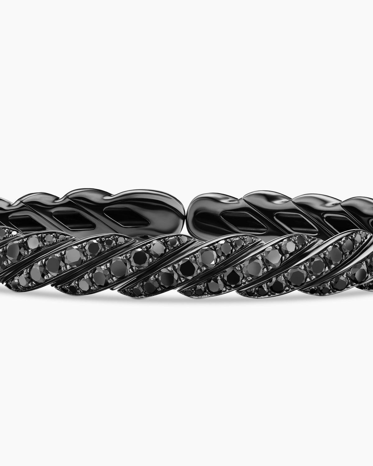 David Yurman Sculpted Cable Flex Bracelet in 18K White Gold with Black Rhodium and Diamonds, 7.8mm David Yurman Women’s