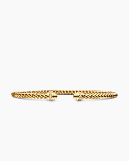 David Yurman Classic Cablespira Flex Bracelet in 18K Yellow Gold with Diamonds, 3mm David Yurman Women’s