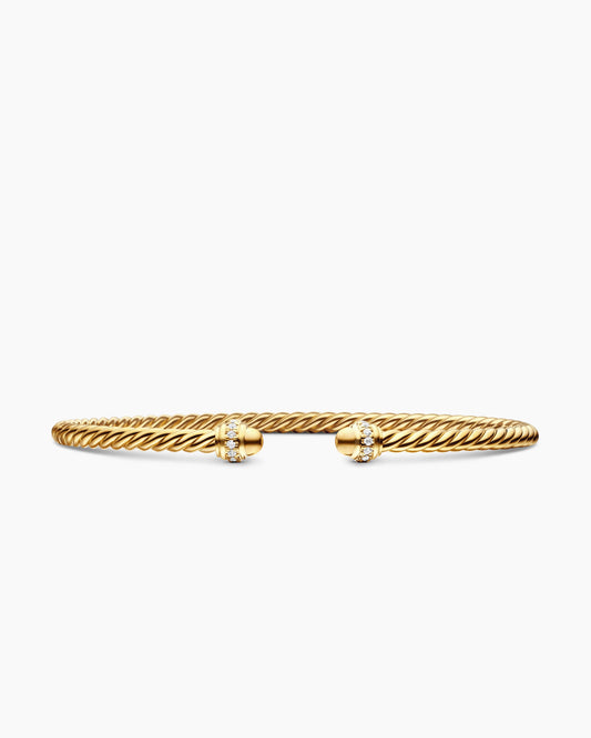 David Yurman Classic Cablespira Flex Bracelet in 18K Yellow Gold with Diamonds, 3mm David Yurman Women’s