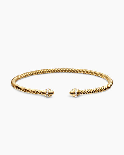 David Yurman Classic Cablespira Flex Bracelet in 18K Yellow Gold with Diamonds, 3mm David Yurman Women’s