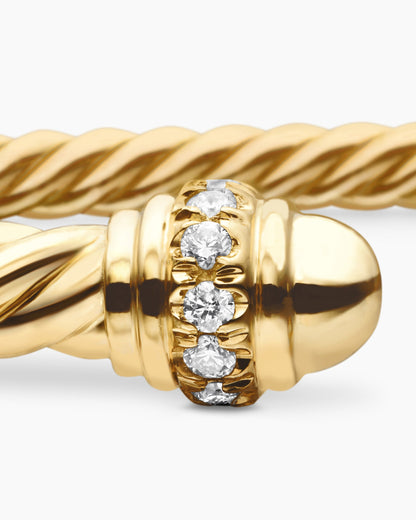 David Yurman Classic Cablespira Flex Bracelet in 18K Yellow Gold with Diamonds, 3mm David Yurman Women’s