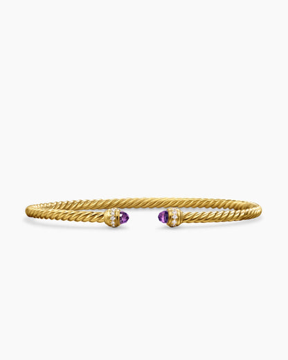 David Yurman Classic Cablespira Flex Bracelet in 18K Yellow Gold with Diamonds, 3mm David Yurman Women’s