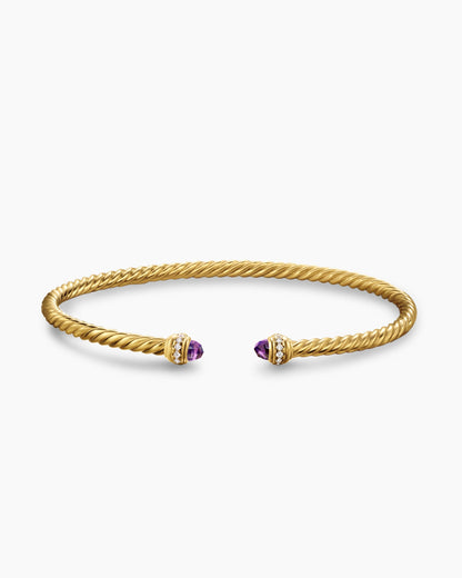David Yurman Classic Cablespira Flex Bracelet in 18K Yellow Gold with Diamonds, 3mm David Yurman Women’s