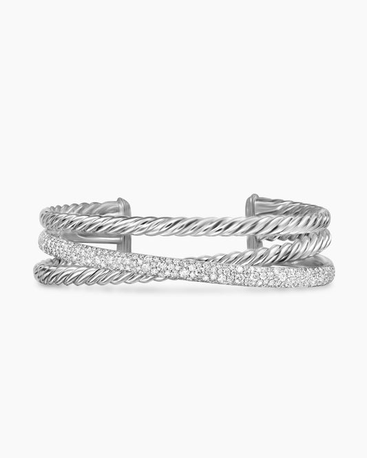 David Yurman Pavé Crossover Three Row Cuff Bracelet David Yurman Women’s