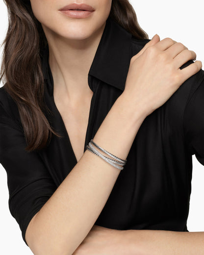 David Yurman Pavé Crossover Three Row Cuff Bracelet David Yurman Women’s