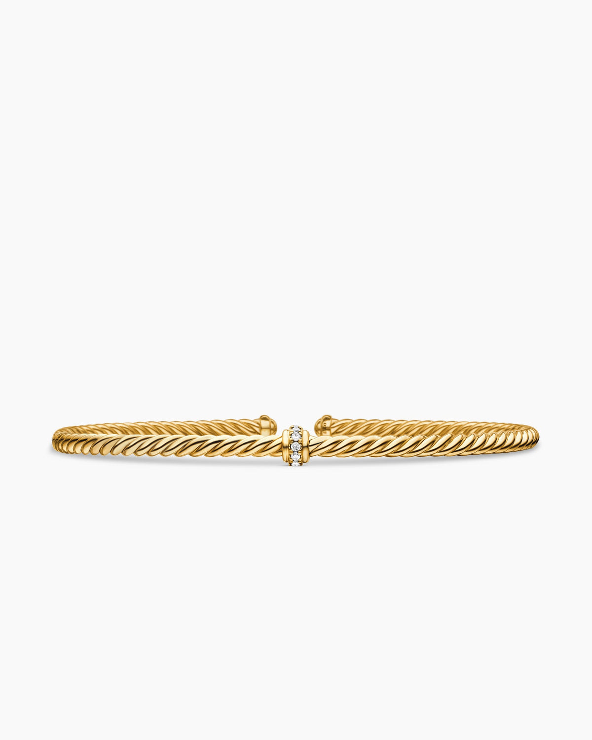 David Yurman Classic Cablespira Flex Station Bracelet in 18K Yellow Gold with Diamonds, 3mm David Yurman Women’s