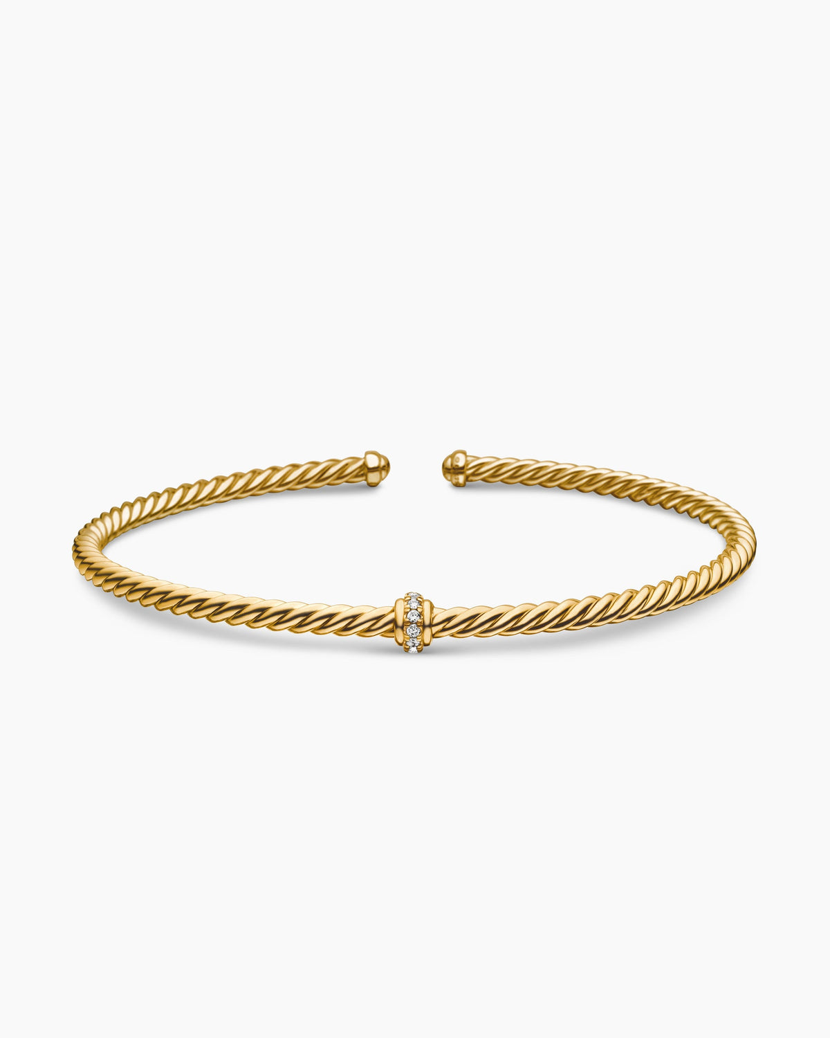 David Yurman Classic Cablespira Flex Station Bracelet in 18K Yellow Gold with Diamonds, 3mm David Yurman Women’s