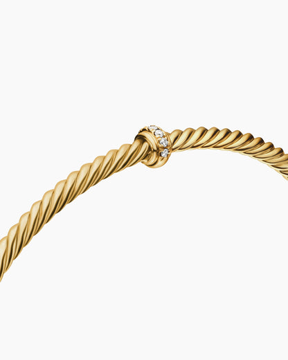 David Yurman Classic Cablespira Flex Station Bracelet in 18K Yellow Gold with Diamonds, 3mm David Yurman Women’s