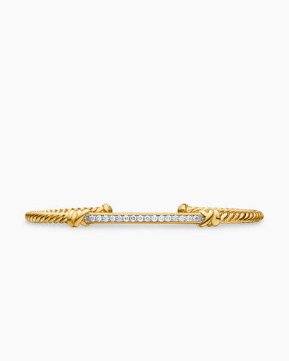 David Yurman Petite Helena Cablespira Flex Station Bracelet in 18K Yellow Gold with Diamonds, 3mm David Yurman Women’s