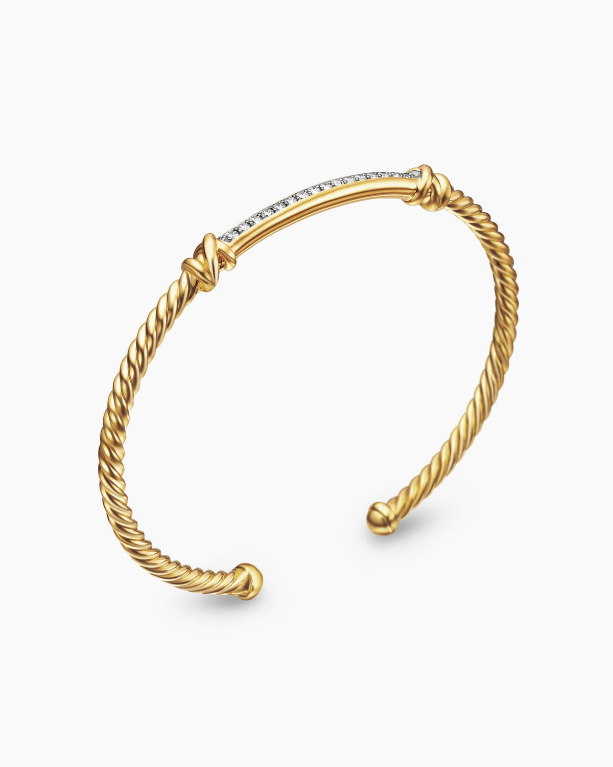 David Yurman Petite Helena Cablespira Flex Station Bracelet in 18K Yellow Gold with Diamonds, 3mm David Yurman Women’s