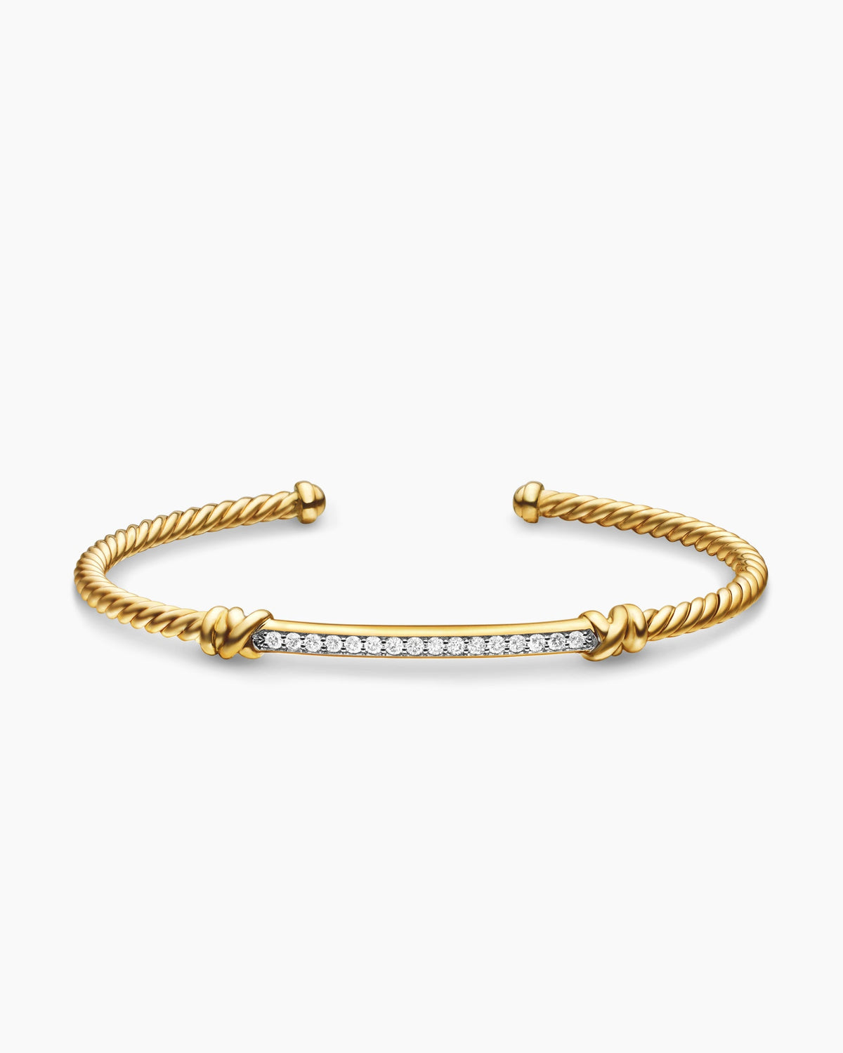 David Yurman Petite Helena Cablespira Flex Station Bracelet in 18K Yellow Gold with Diamonds, 3mm David Yurman Women’s