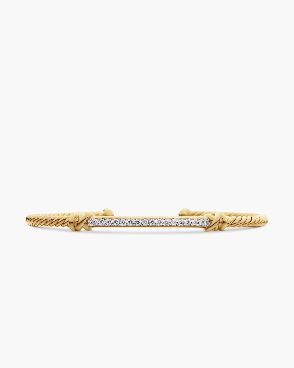David Yurman Petite Helena Cablespira Flex Station Bracelet in 18K Yellow Gold with Diamonds, 3mm David Yurman Women’s
