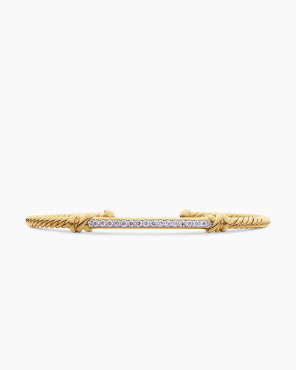 David Yurman Petite Helena Cablespira Flex Station Bracelet in 18K Yellow Gold with Diamonds, 3mm David Yurman Women’s
