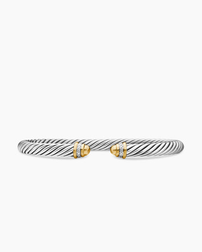 David Yurman Classic Cable Bracelet in Sterling Silver with 18K Yellow Gold and Diamonds, 5mm David Yurman Women’s