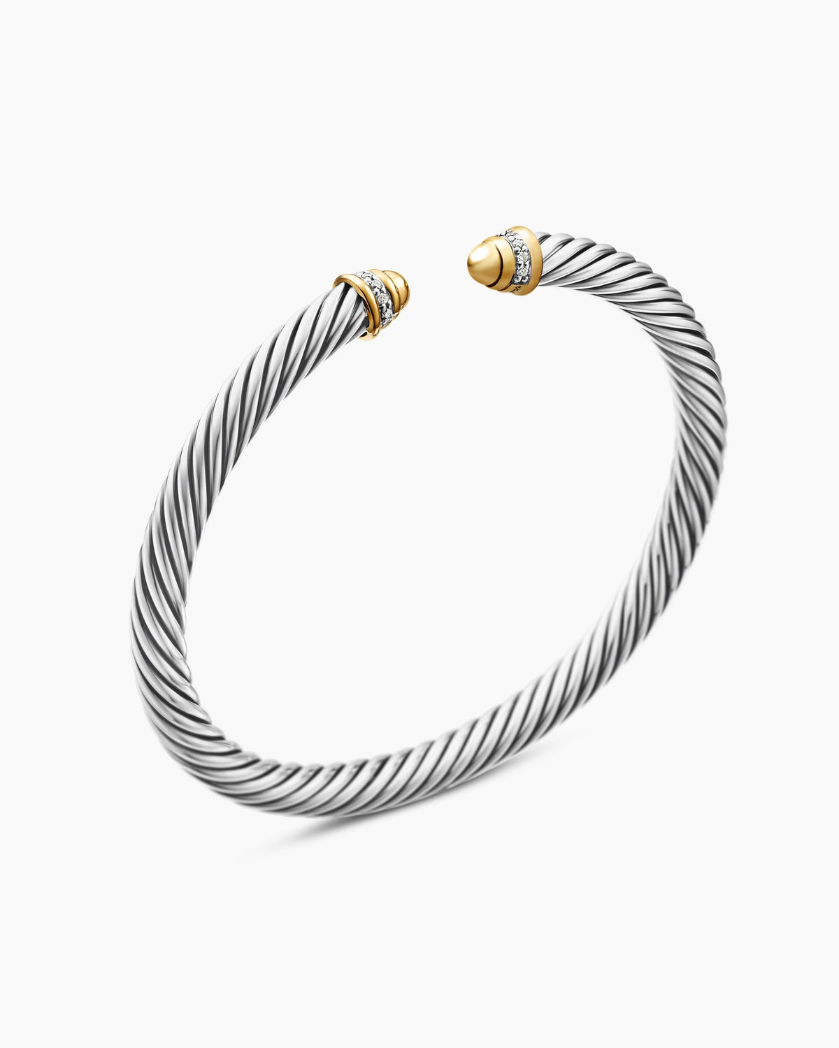 David Yurman Classic Cable Bracelet in Sterling Silver with 18K Yellow Gold and Diamonds, 5mm David Yurman Women’s