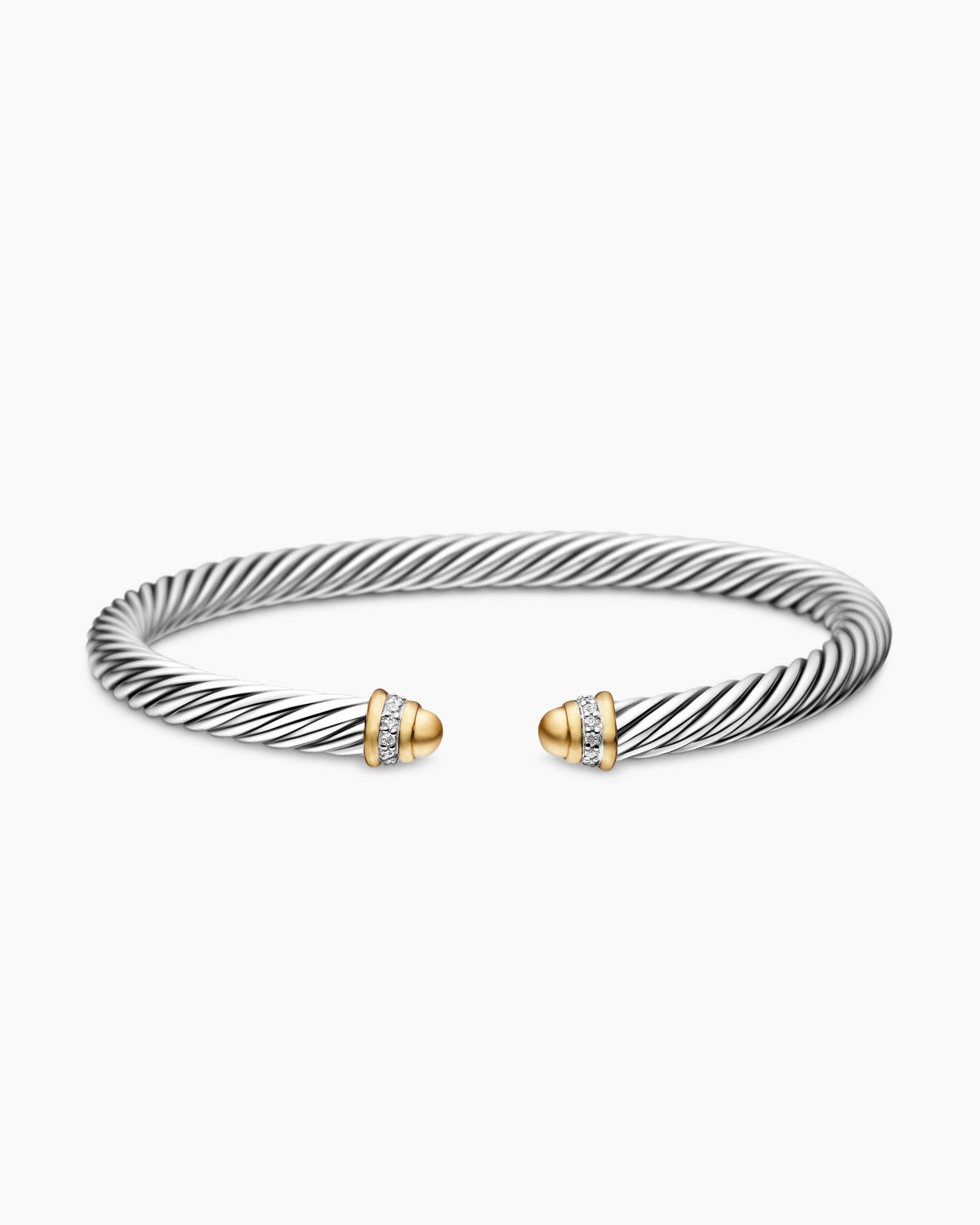 David Yurman Classic Cable Bracelet in Sterling Silver with 18K Yellow Gold and Diamonds, 5mm David Yurman Women’s
