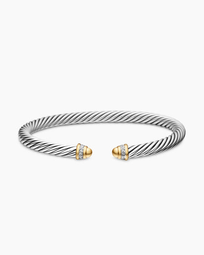 David Yurman Classic Cable Bracelet in Sterling Silver with 18K Yellow Gold and Diamonds, 5mm David Yurman Women’s