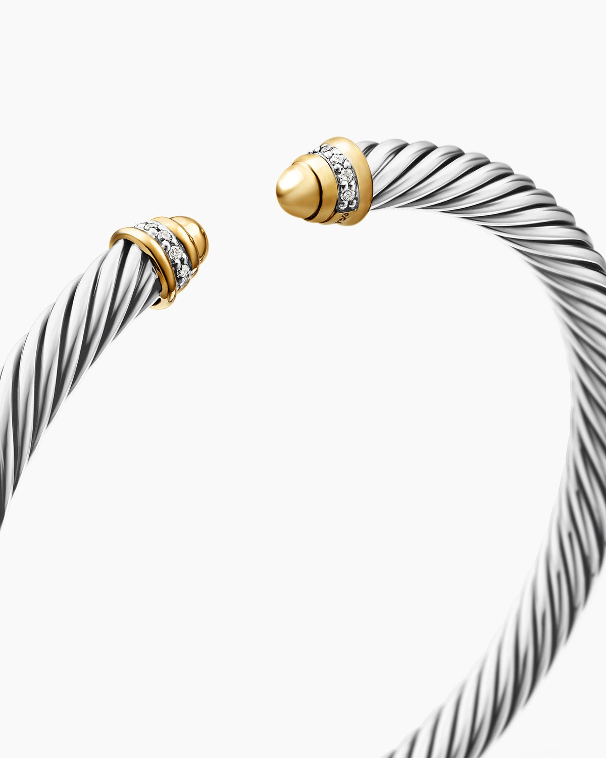David Yurman Classic Cable Bracelet in Sterling Silver with 18K Yellow Gold and Diamonds, 5mm David Yurman Women’s