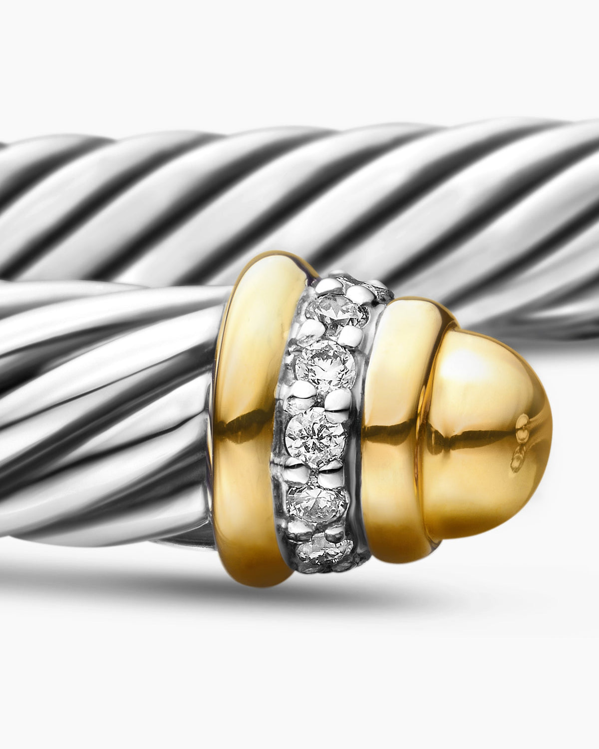 David Yurman Classic Cable Bracelet in Sterling Silver with 18K Yellow Gold and Diamonds, 5mm David Yurman Women’s
