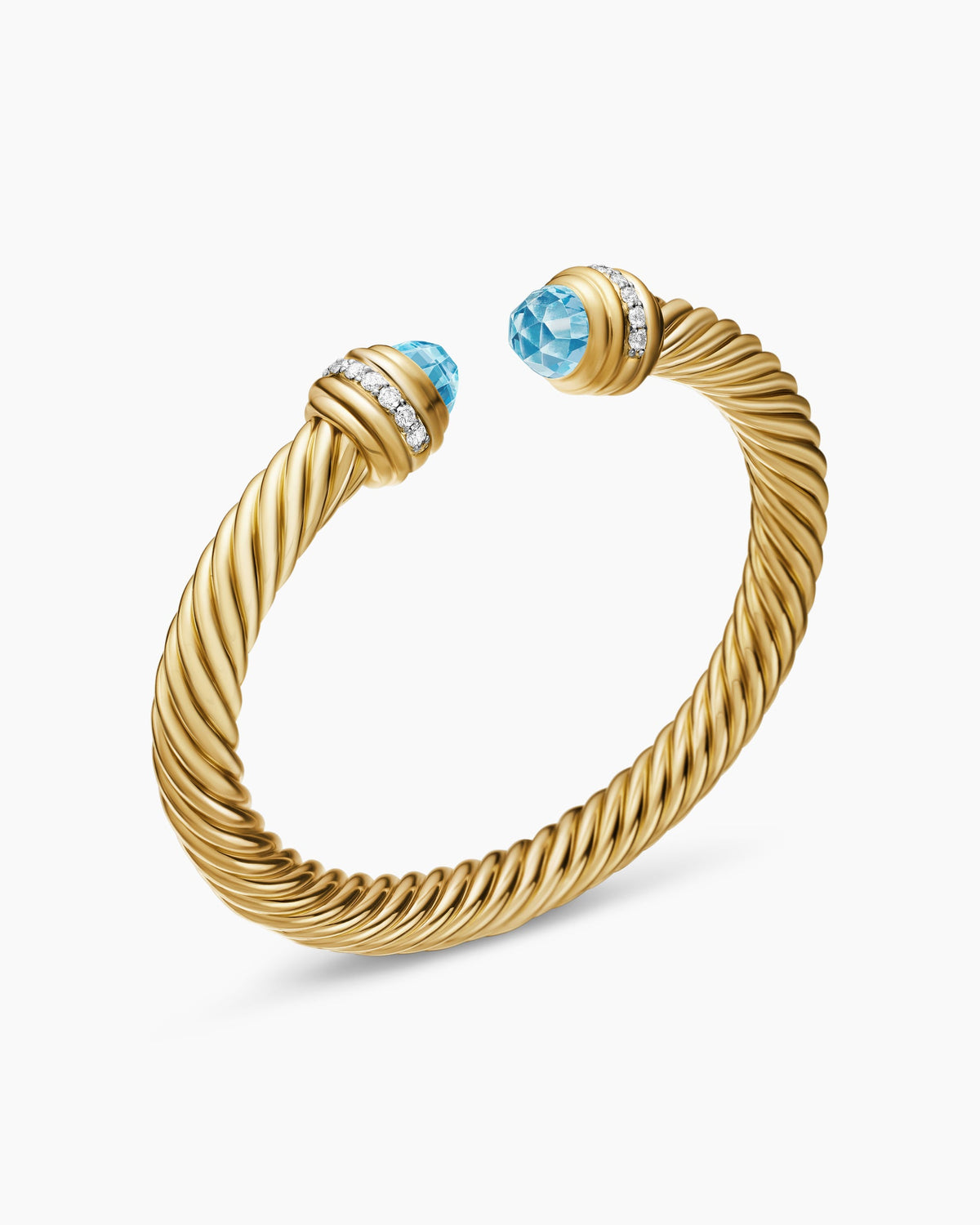 David Yurman Classic Cablespira Flex Bracelet in 18K Yellow Gold with Diamonds, 7mm David Yurman Women’s