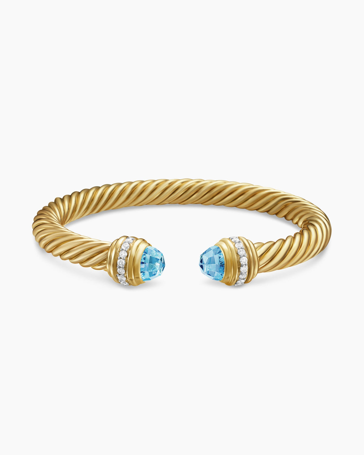 David Yurman Classic Cablespira Flex Bracelet in 18K Yellow Gold with Diamonds, 7mm David Yurman Women’s