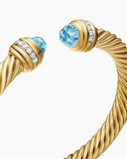 David Yurman Classic Cablespira Flex Bracelet in 18K Yellow Gold with Diamonds, 7mm David Yurman Women’s