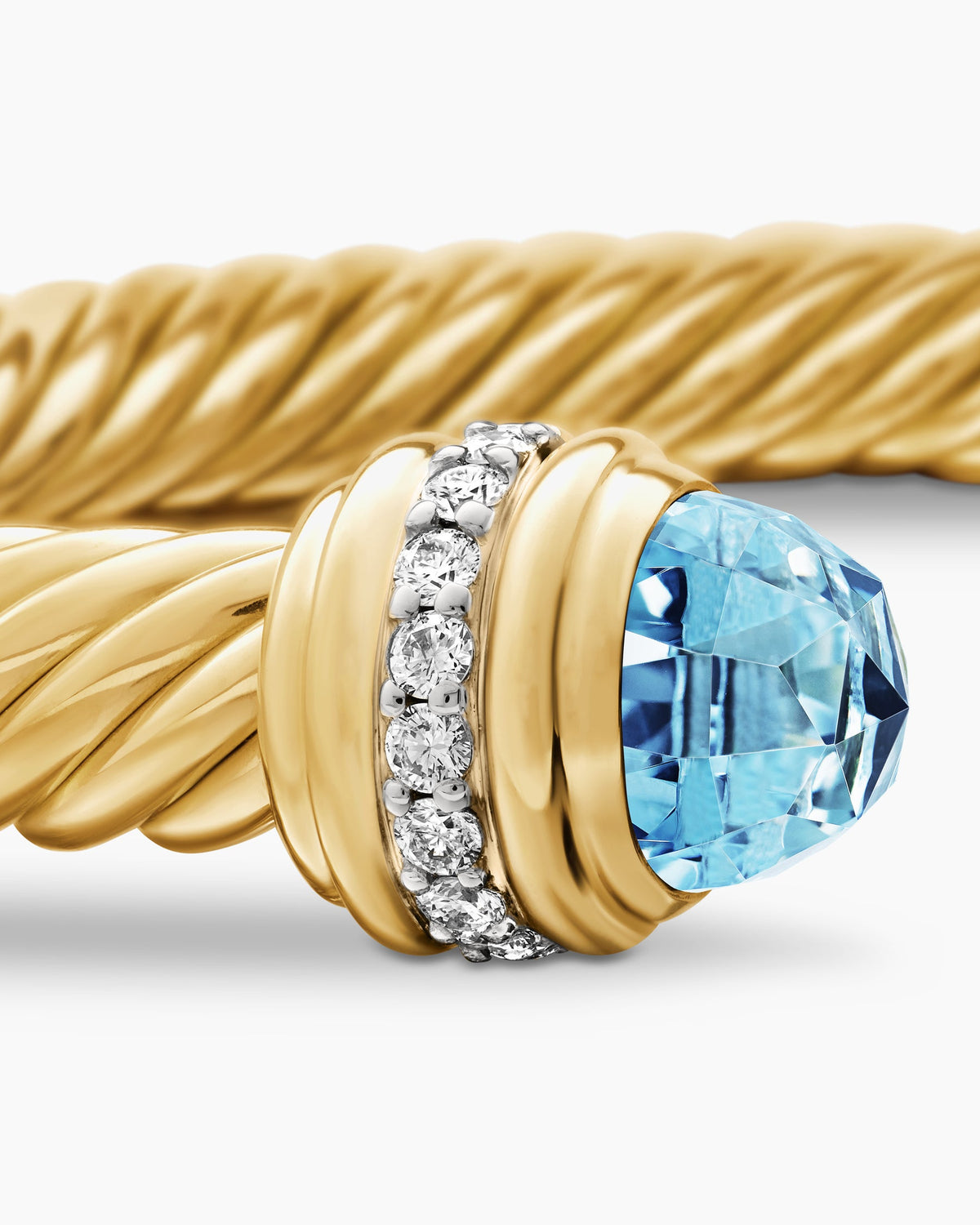 David Yurman Classic Cablespira Flex Bracelet in 18K Yellow Gold with Diamonds, 7mm David Yurman Women’s
