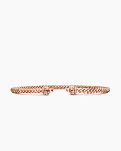 David Yurman Classic Cablespira Flex Bracelet in 18K Rose Gold with Diamonds, 3mm David Yurman Women’s