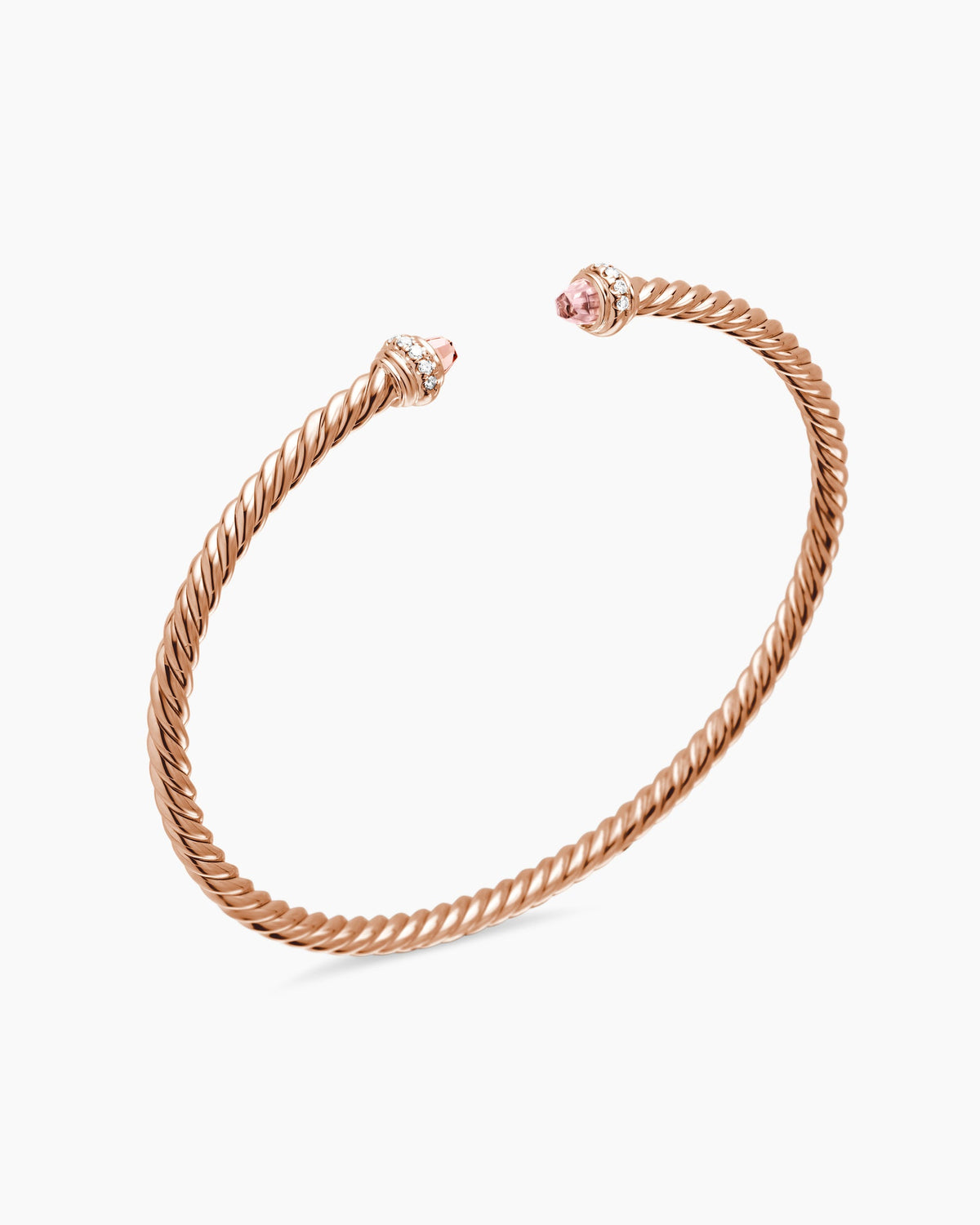 David Yurman Classic Cablespira Flex Bracelet in 18K Rose Gold with Diamonds, 3mm David Yurman Women’s