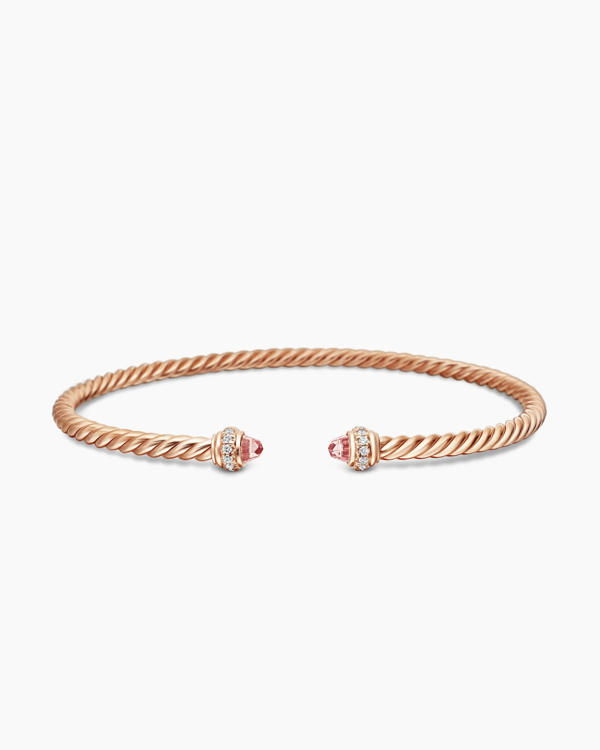 David Yurman Classic Cablespira Flex Bracelet in 18K Rose Gold with Diamonds, 3mm David Yurman Women’s