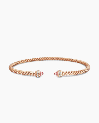 David Yurman Classic Cablespira Flex Bracelet in 18K Rose Gold with Diamonds, 3mm David Yurman Women’s