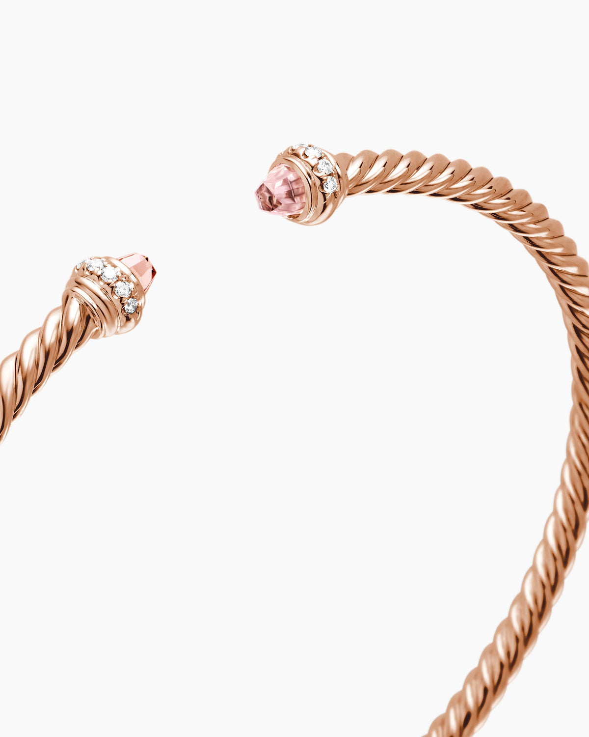 David Yurman Classic Cablespira Flex Bracelet in 18K Rose Gold with Diamonds, 3mm David Yurman Women’s