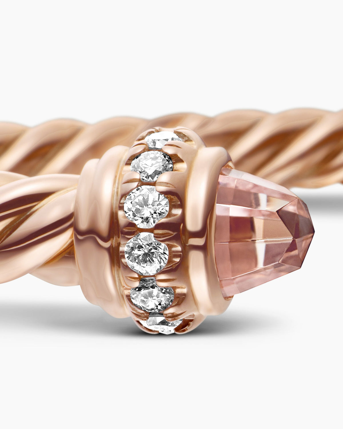David Yurman Classic Cablespira Flex Bracelet in 18K Rose Gold with Diamonds, 3mm David Yurman Women’s