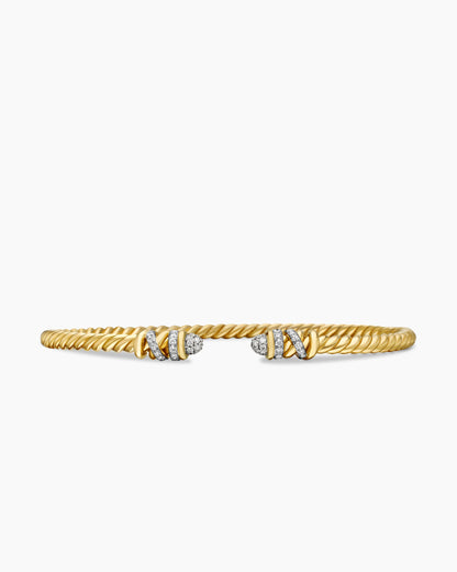 David Yurman Petite Helena Cablespira Flex Bracelet in 18K Yellow Gold with Diamonds, 3mm David Yurman Women’s