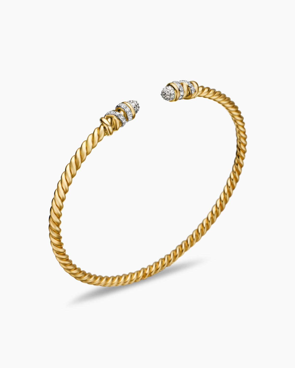 David Yurman Petite Helena Cablespira Flex Bracelet in 18K Yellow Gold with Diamonds, 3mm David Yurman Women’s