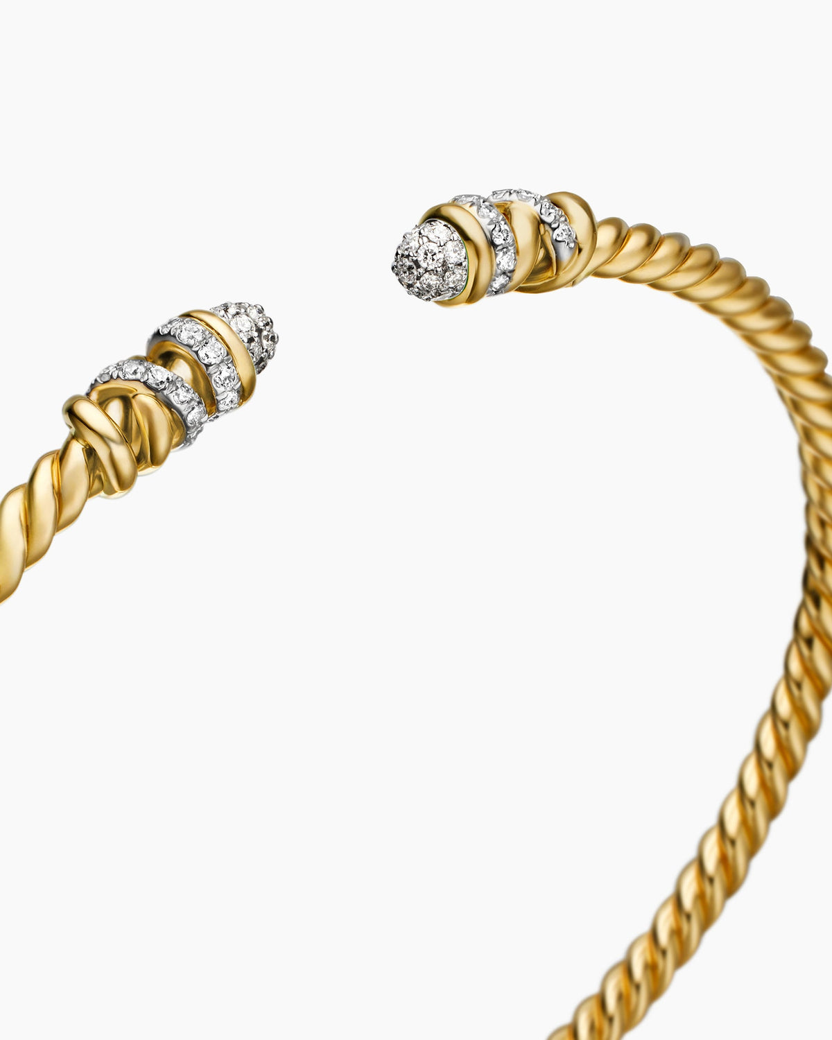 David Yurman Petite Helena Cablespira Flex Bracelet in 18K Yellow Gold with Diamonds, 3mm David Yurman Women’s