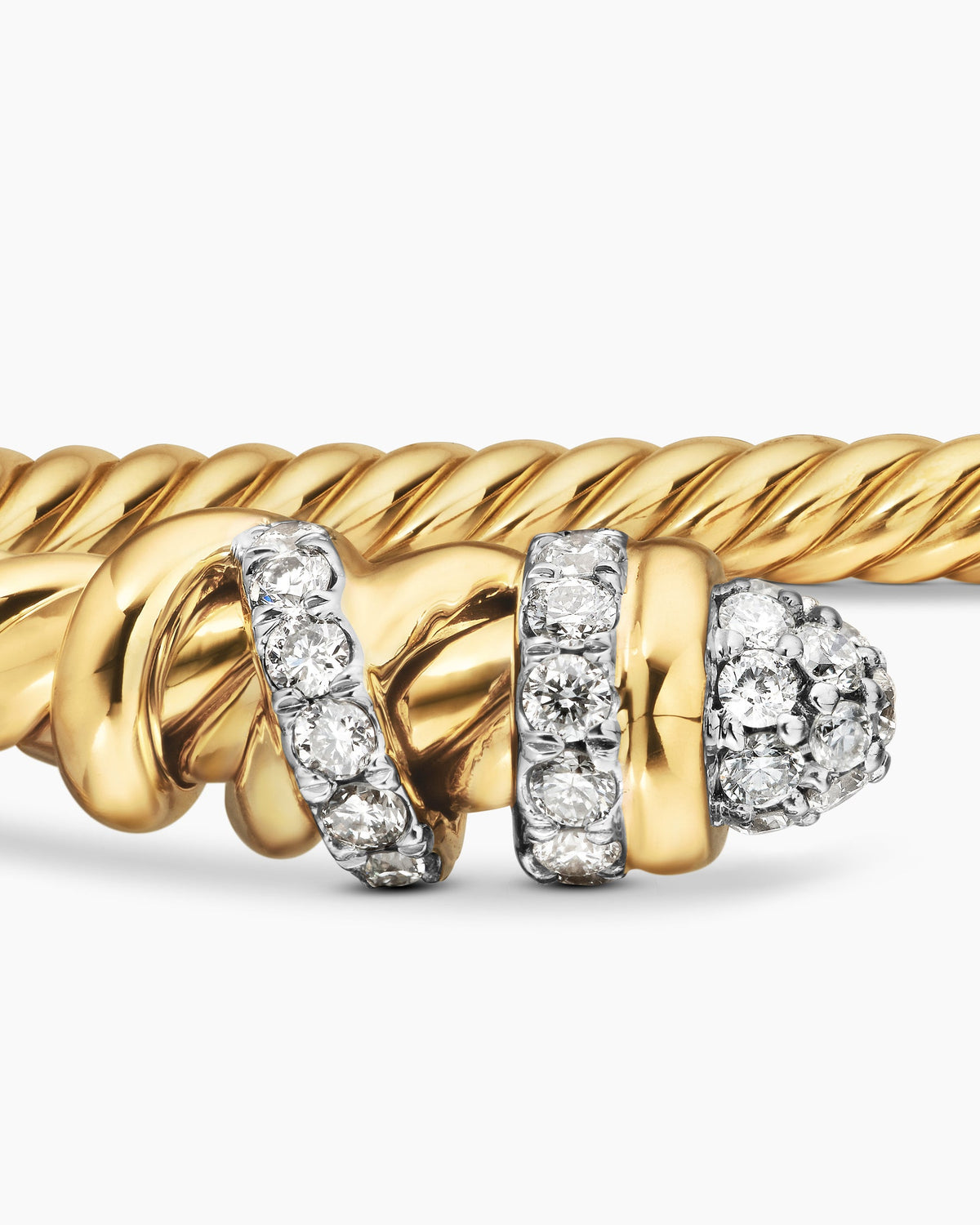 David Yurman Petite Helena Cablespira Flex Bracelet in 18K Yellow Gold with Diamonds, 3mm David Yurman Women’s