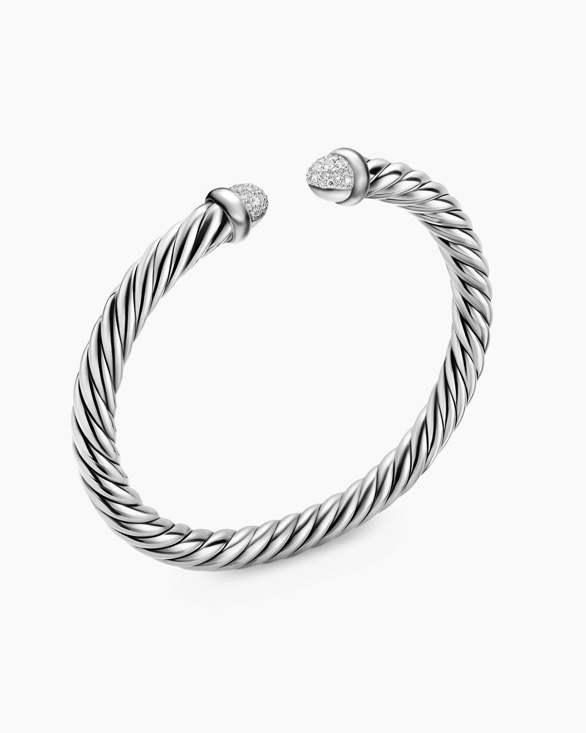 David Yurman Cable Flex Bracelet in Sterling Silver with Pavé Domes, 6mm David Yurman Women’s