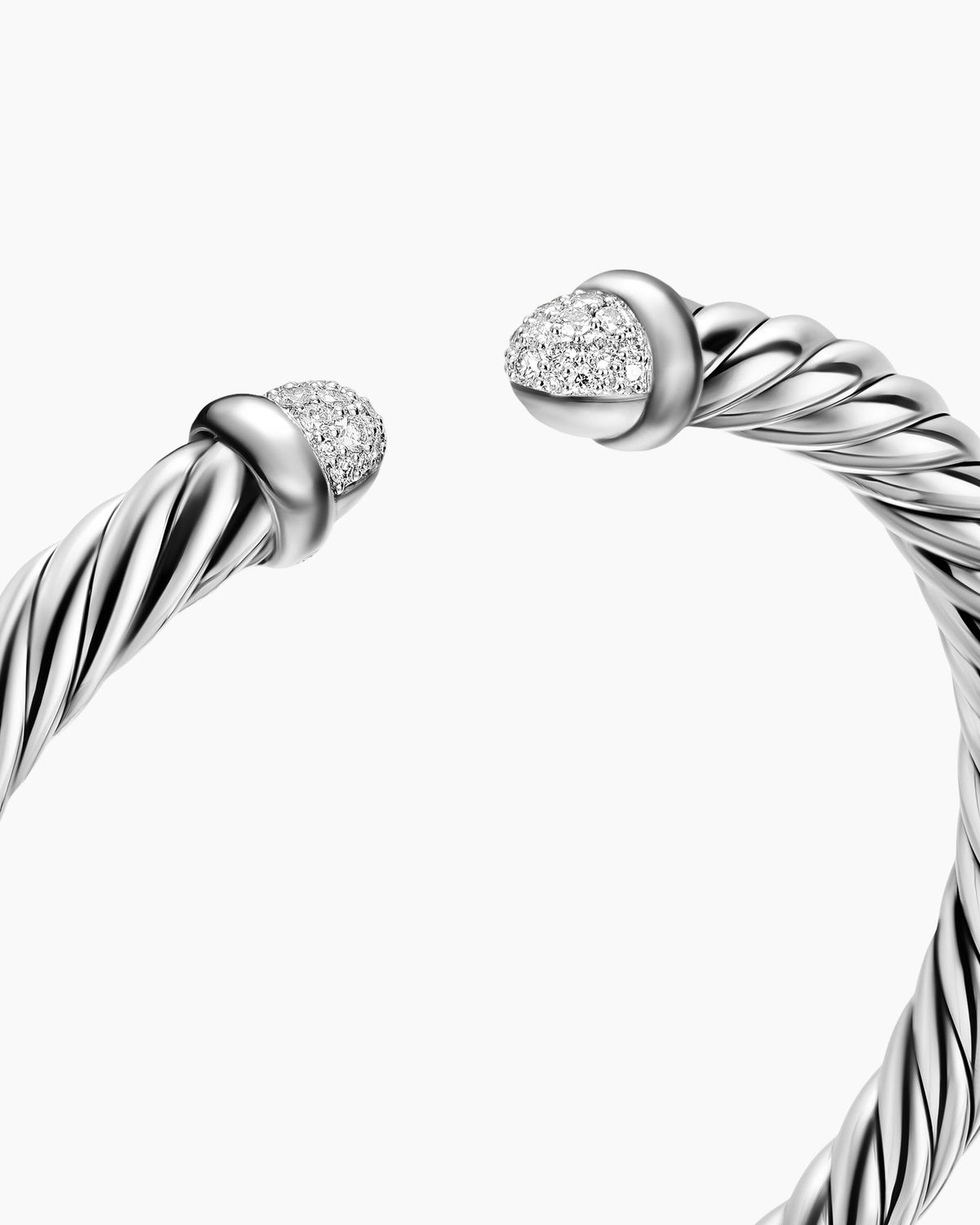 David Yurman Cable Flex Bracelet in Sterling Silver with Pavé Domes, 6mm David Yurman Women’s