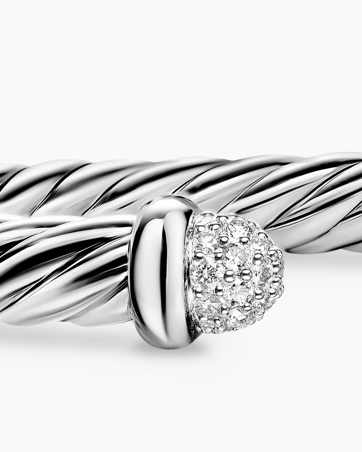 David Yurman Cable Flex Bracelet in Sterling Silver with Pavé Domes, 6mm David Yurman Women’s