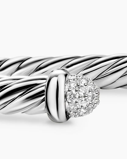 David Yurman Cable Flex Bracelet in Sterling Silver with Pavé Domes, 6mm David Yurman Women’s