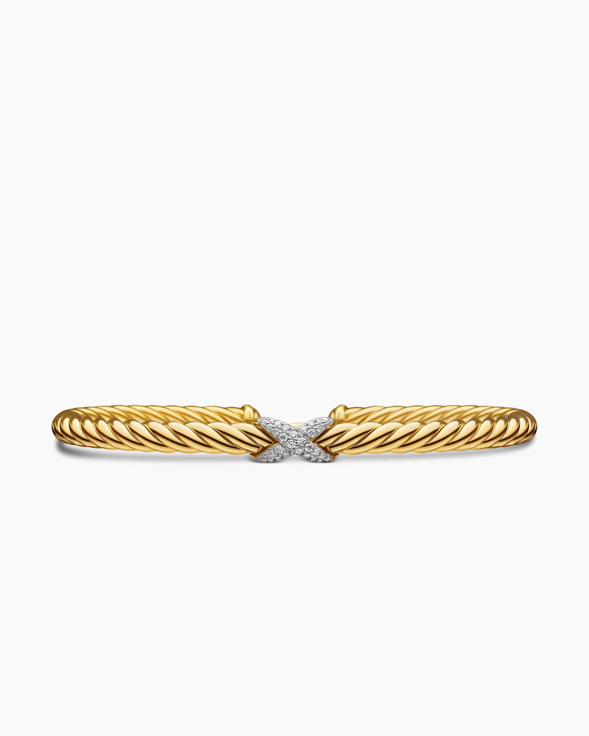 David Yurman X Cablespira Flex Station Bracelet in 18K Yellow Gold with Diamonds, 4mm David Yurman Women’s