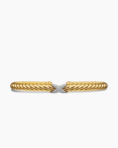 David Yurman X Cablespira Flex Station Bracelet in 18K Yellow Gold with Diamonds, 4mm David Yurman Women’s