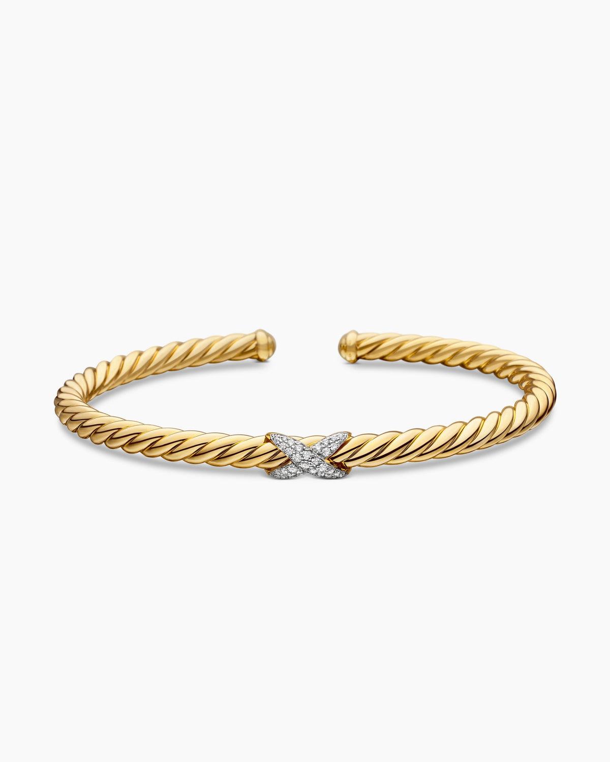 David Yurman X Cablespira Flex Station Bracelet in 18K Yellow Gold with Diamonds, 4mm David Yurman Women’s