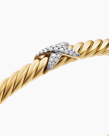 David Yurman X Cablespira Flex Station Bracelet in 18K Yellow Gold with Diamonds, 4mm David Yurman Women’s