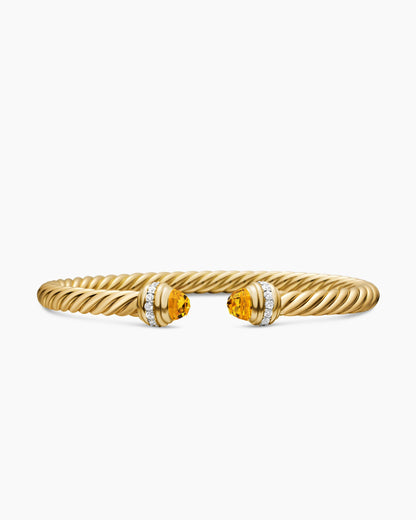David Yurman Classic Cablespira Flex Bracelet in 18K Yellow Gold with Diamonds, 5mm David Yurman Women’s