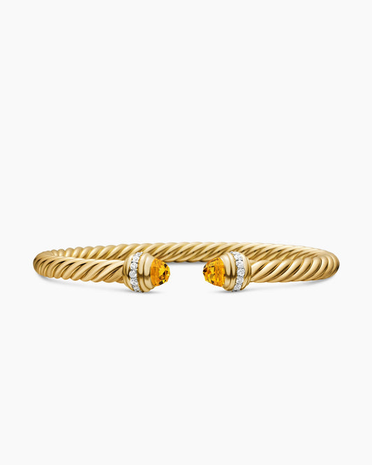 David Yurman Classic Cablespira Flex Bracelet in 18K Yellow Gold with Diamonds, 5mm David Yurman Women’s