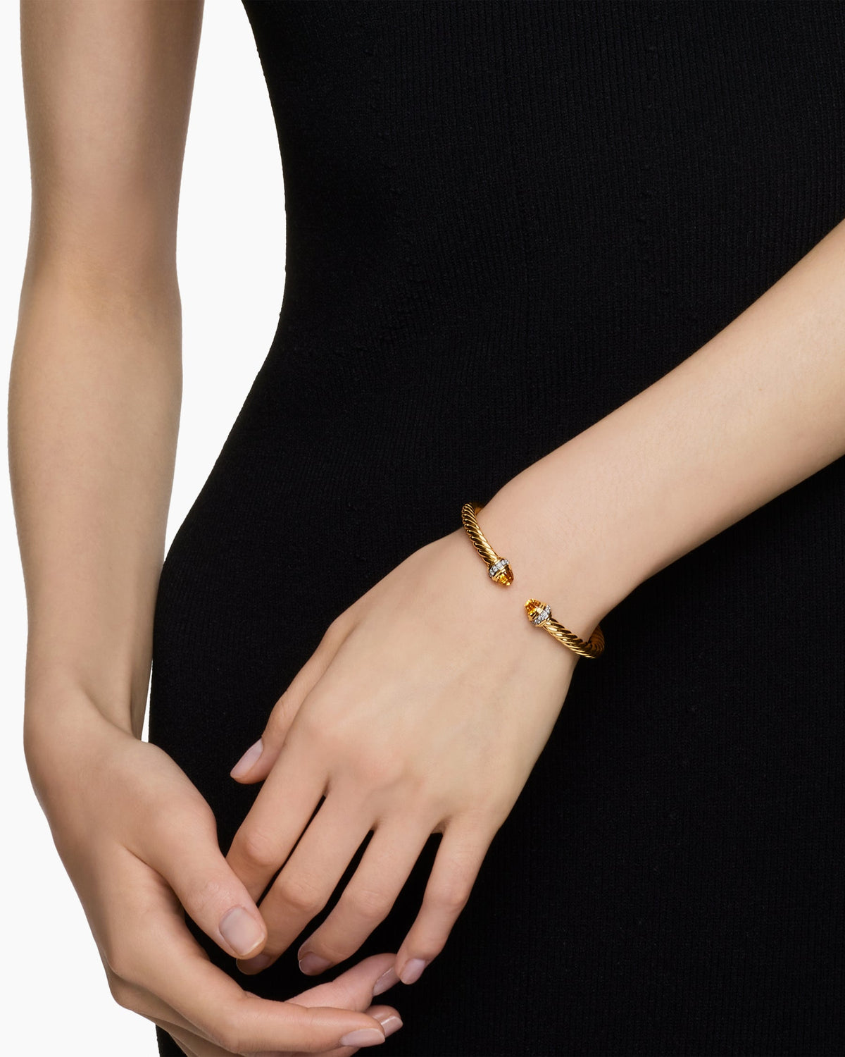 David Yurman Classic Cablespira Flex Bracelet in 18K Yellow Gold with Diamonds, 5mm David Yurman Women’s